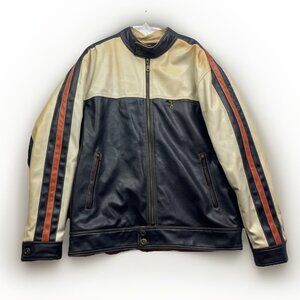 VTGOrvieto Biker Leather Motorcycle Retro Bomber Jacket Quilted Men L  READ